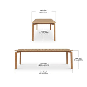 Bramble Virginia Dining Table 94'' - Outdoor Teak-Bramble-Blue Hand Home