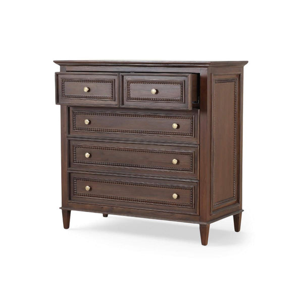 Bramble Vivienne 5 Drawer Dresser in Walnut-Bramble-Blue Hand Home