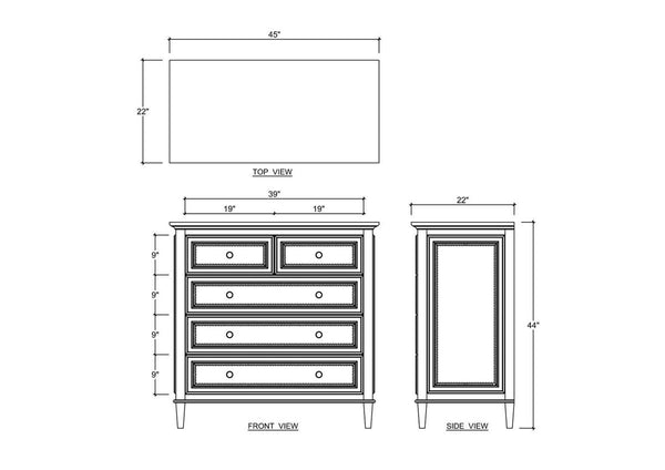 Bramble Vivienne 5 Drawer Dresser in Walnut-Bramble-Blue Hand Home