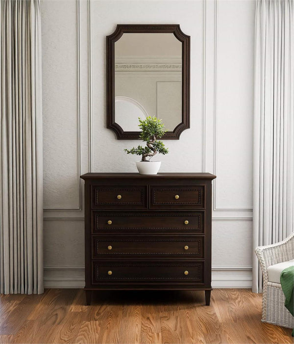 Bramble Vivienne 5 Drawer Dresser in Walnut-Bramble-Blue Hand Home