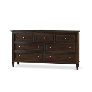 Bramble Vivienne 7 Drawer Dresser in Walnut-Bramble-Blue Hand Home