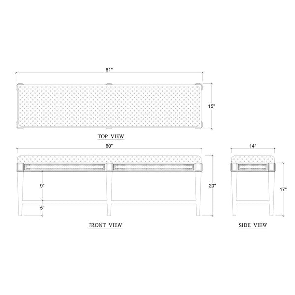 Vivienne Medium Bench-Blue Hand Home