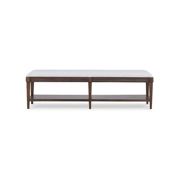 Bramble Vivienne Medium Bench in Walnut w/ Dinara Natural Fabric-Bramble-Blue Hand Home
