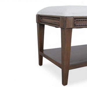 Bramble Vivienne Medium Bench in Walnut w/ Dinara Natural Fabric-Bramble-Blue Hand Home