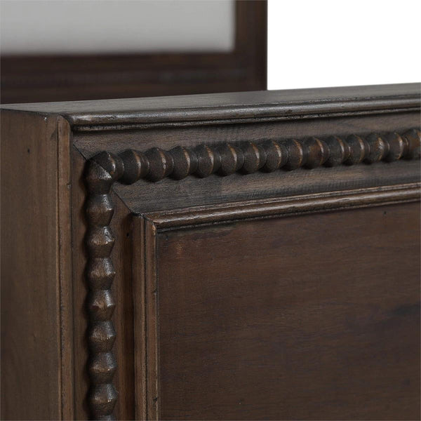 Bramble Vivienne Upholstered Bed King in Walnut w/ Dinara Natural Fabric-Bramble-Blue Hand Home