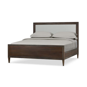 Bramble Vivienne Upholstered Bed King in Walnut w/ Dinara Natural Fabric-Bramble-Blue Hand Home