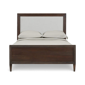 Bramble Vivienne Upholstered Bed Queen in Walnut w/ Dinara Natural Fabric-Bramble-Blue Hand Home