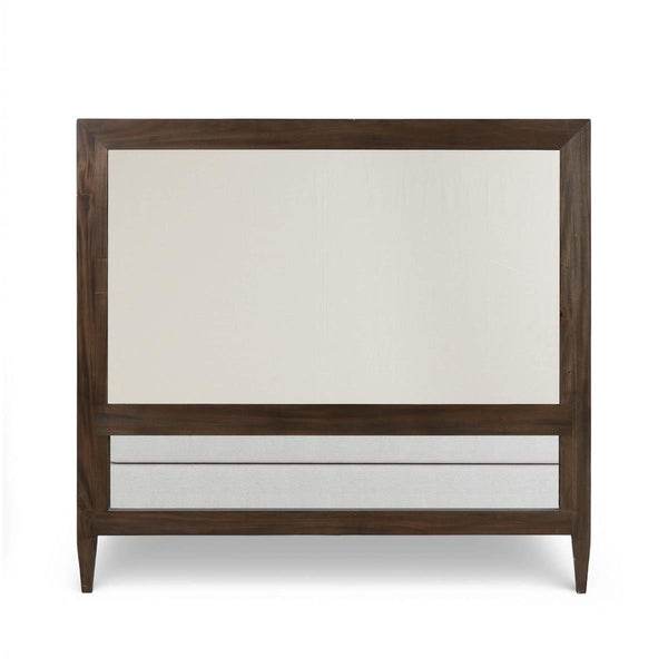 Bramble Vivienne Upholstered Bed Queen in Walnut w/ Dinara Natural Fabric-Bramble-Blue Hand Home