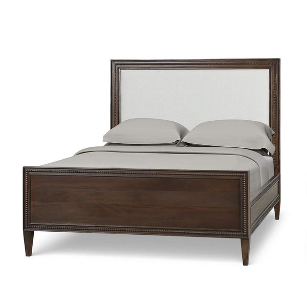 Bramble Vivienne Upholstered Bed Queen in Walnut w/ Dinara Natural Fabric-Bramble-Blue Hand Home
