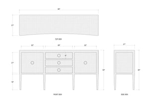 Bramble Westminster Concave Sideboard Linen Wrapped In Putty-Bramble-Blue Hand Home