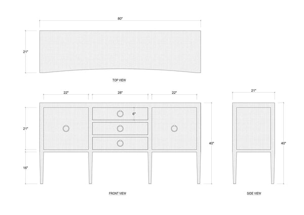 Bramble Westminster Concave Sideboard Linen Wrapped In Putty-Bramble-Blue Hand Home