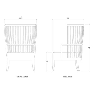 Bramble Winston Windsor Chair In Straw Wash W/ Arctic White Performance Fabric-Bramble-Blue Hand Home