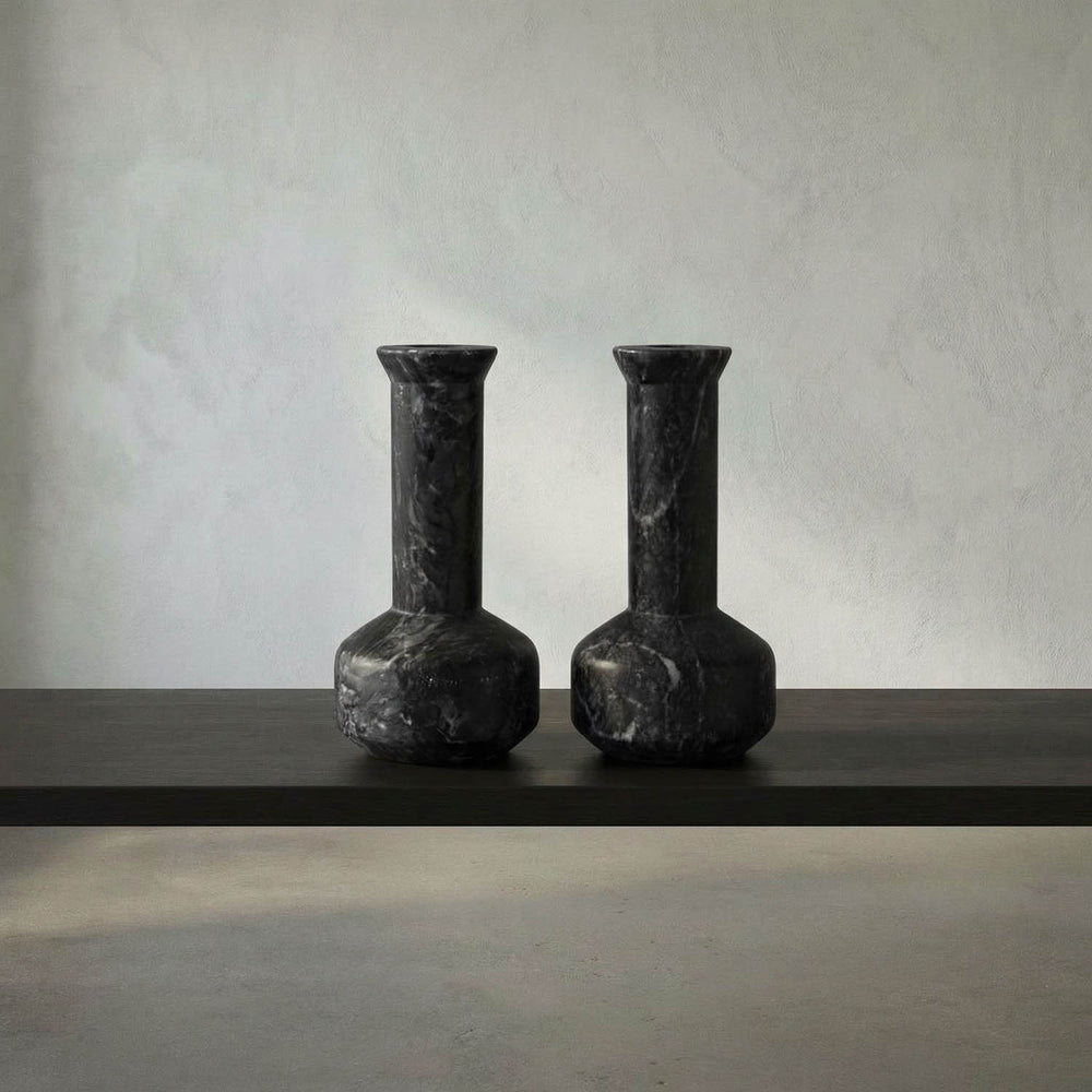 Milos Decorative Candle Holder, Set of 2-Noir Furniture-Blue Hand Home