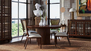 Bramble York Side Table in Matt Teak Brown-Bramble-Blue Hand Home