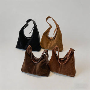 Vintage Suede Hobo Shoulder Bag