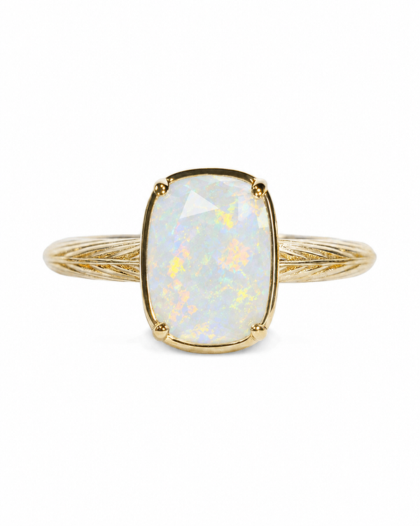 Sterling Silver Elongated Cushion Opal Cocktail Ring