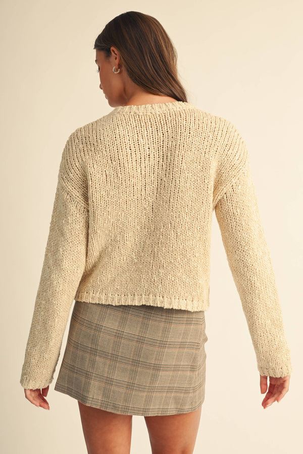 5261ik Textured Button Front Knit Cardigan Sweater
