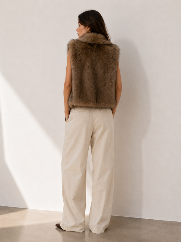 Shelter Island Faux Fur Collar Vest Faux Fur Vest