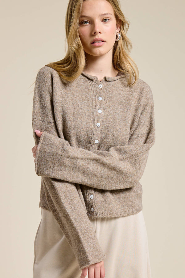 Essential Button Down Cardigan Top-Blue Hand Home