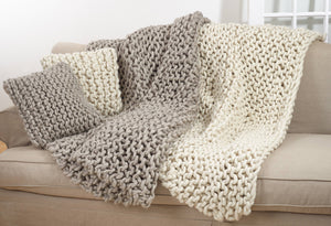 Chunky Knit Throw - Cable Knit Technique-Blue Hand Home