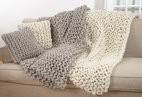 Chunky Knit Throw - Cable Knit Technique-Blue Hand Home