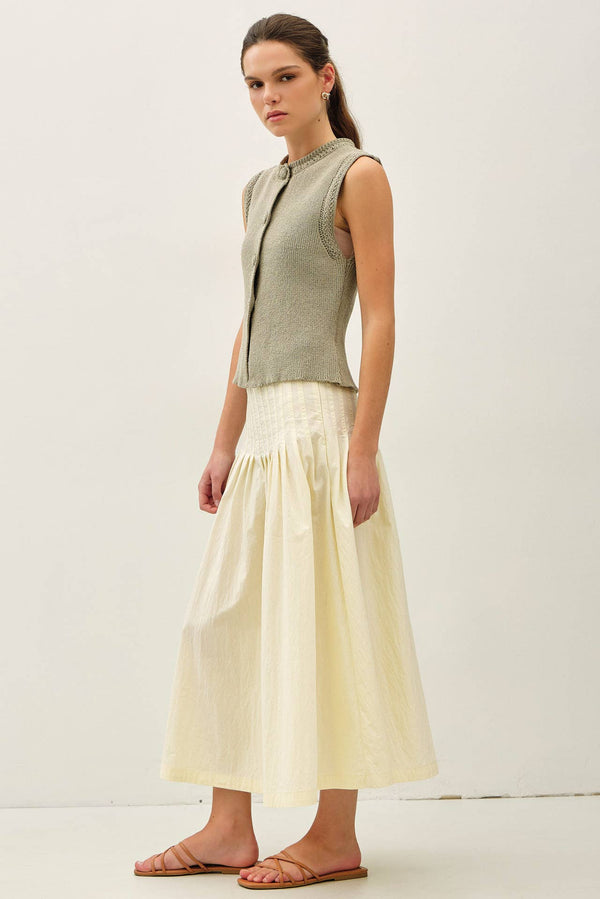 CRISP PLEATED MIDI SKIRT-Blue Hand Home