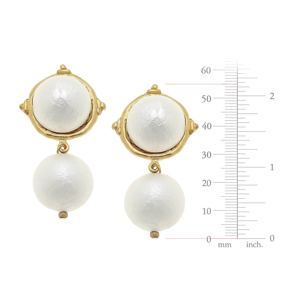Gold Cotton Pearl Cab with Cotton Pearl Drop Earrings-Blue Hand Home