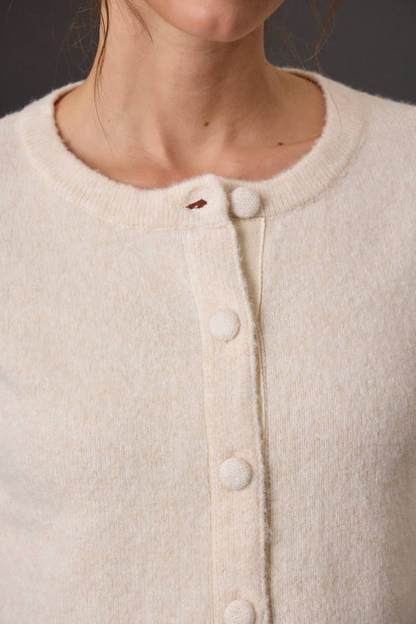 Covered Button Peplum Knit Cardigan