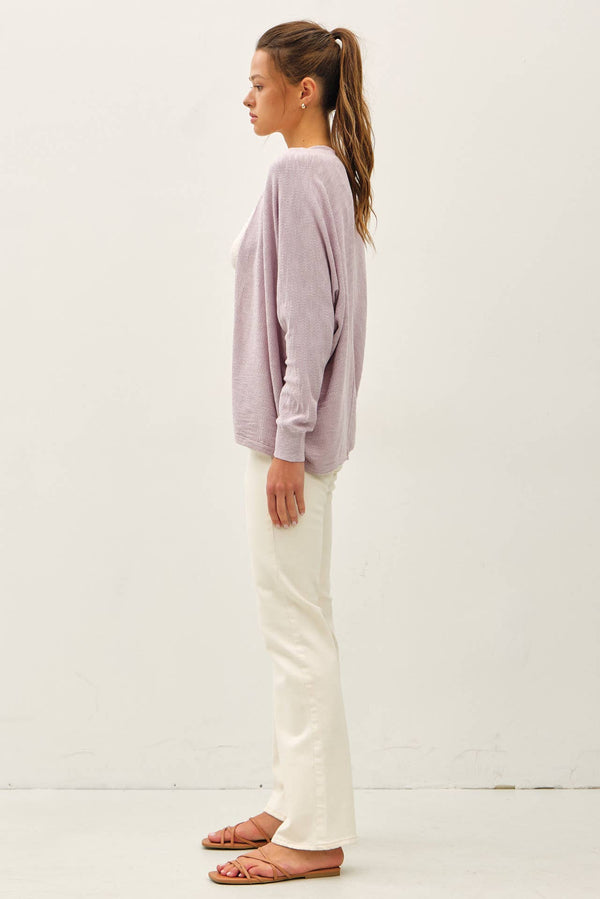OPEN FRONT DOLMAN SLEEVE SLUB CARDIGAN-Blue Hand Home