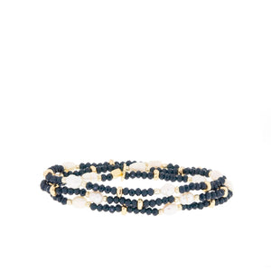 Crystal beaded pearl wrap bracelet-Blue Hand Home