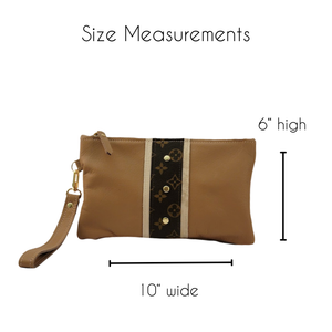 Cathy Wristlet In Mocha Mousse Leather | Upcycled LV-Blue Hand Home