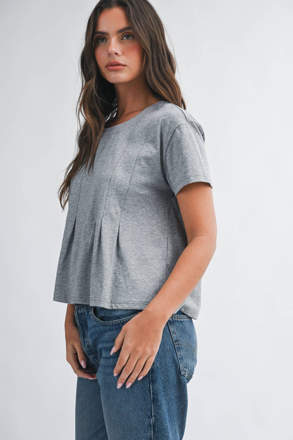 8613HK Pleated Swing Tee Top-Blue Hand Home