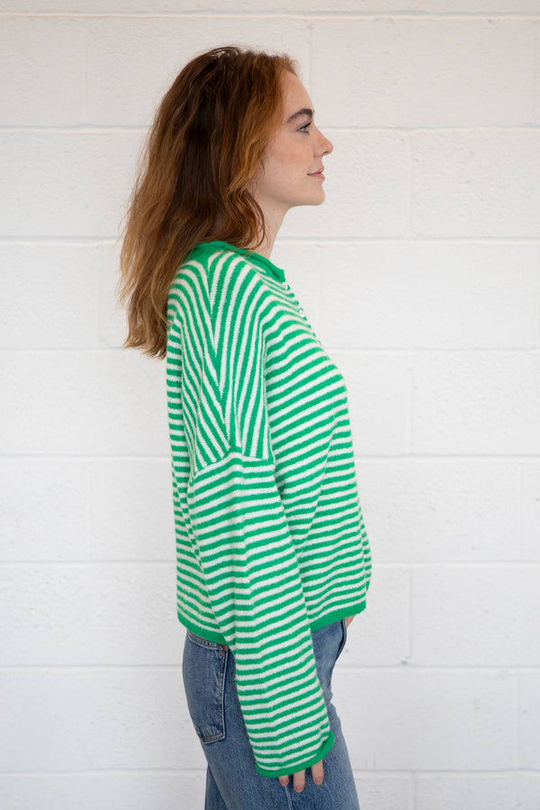 Piper Cardigan - Mini Striped-Blue Hand Home