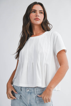 8613HK Pleated Swing Tee Top-Blue Hand Home
