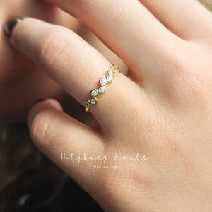 ROUND BEZEL DAINTY RING - R-F14048-Blue Hand Home