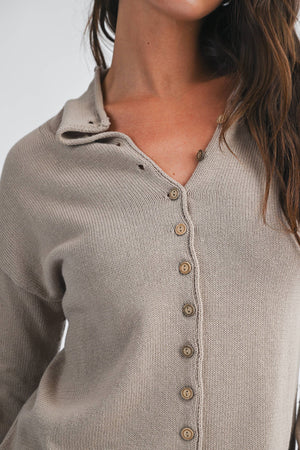 5221hk Button Front Cropped Knit Cardigan