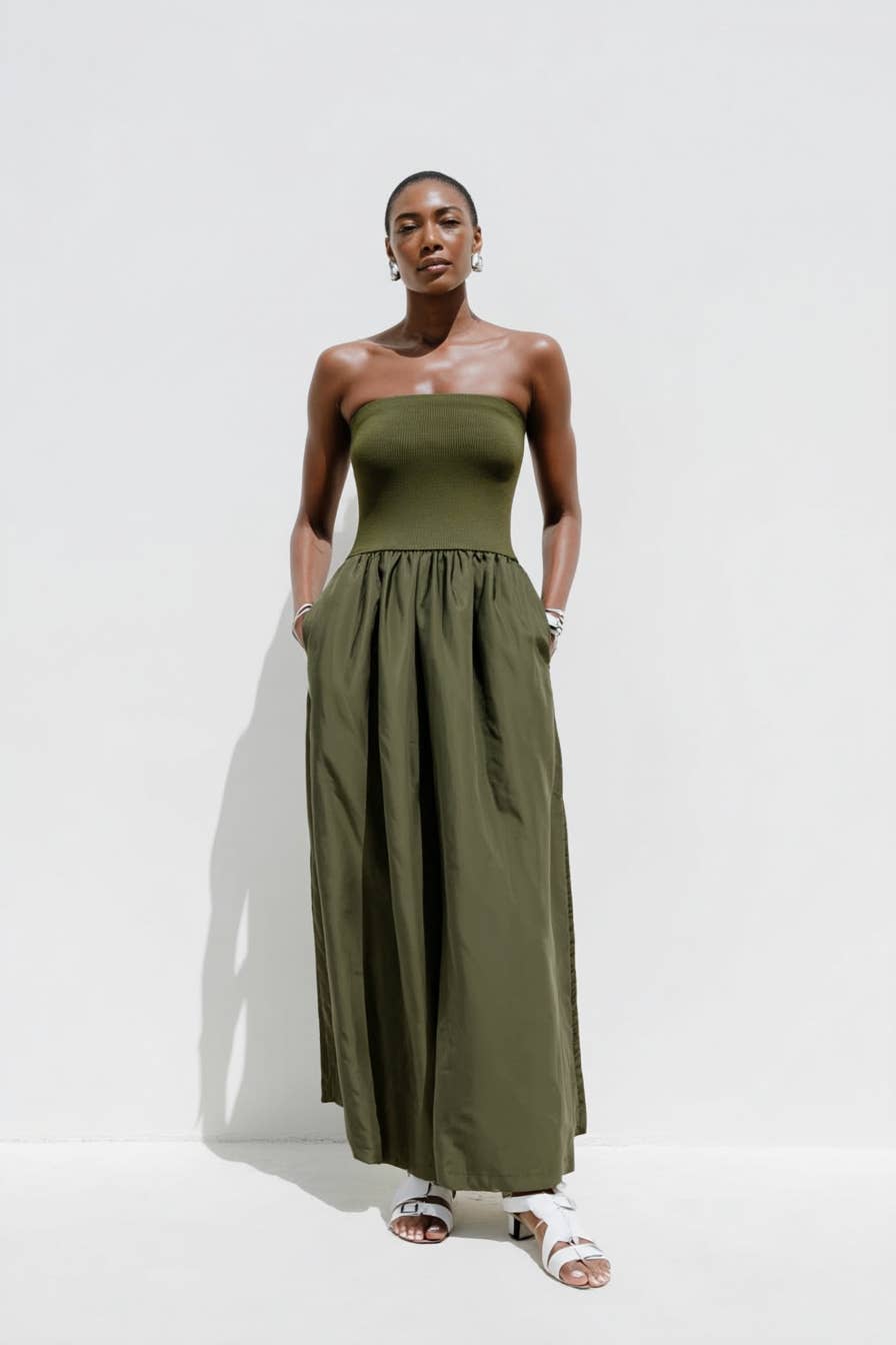 Tube Top Maxi Dress-Blue Hand Home