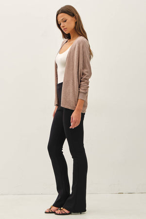 OPEN FRONT DOLMAN SLEEVE SLUB CARDIGAN-Blue Hand Home