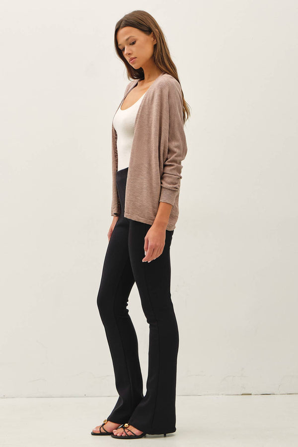 OPEN FRONT DOLMAN SLEEVE SLUB CARDIGAN-Blue Hand Home