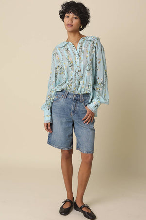Macie Floral Pintuck Blouse-Blue Hand Home