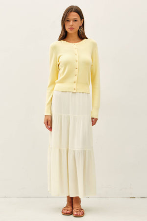 Ribbed Crewneck Cardigan-Blue Hand Home