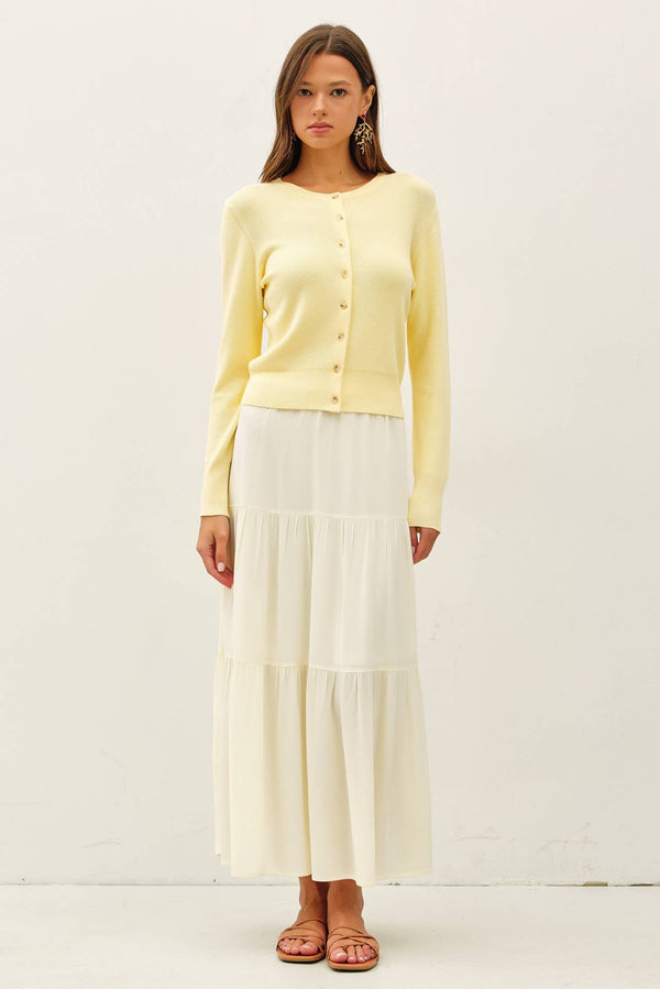 Ribbed Crewneck Cardigan-Blue Hand Home