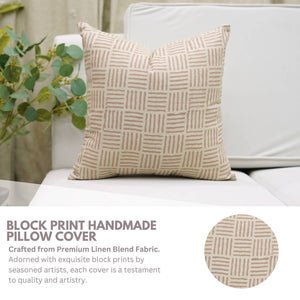 Unique Block Print Linen Blend Cushion Cover - Chaupath-Blue Hand Home