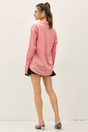 Cotton Blend Light Weight Oversized Classic Shirt-Blue Hand Home