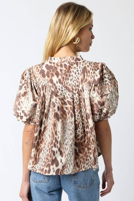 Melisa Leopard Shirt-Blue Hand Home