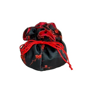 Cherry Blossom Prints, Brocade Jewelry Pouch, Jewelry Bags-Blue Hand Home