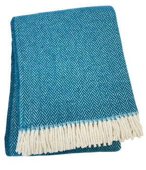 355 - Herringbone Plush Throw-Blue Hand Home