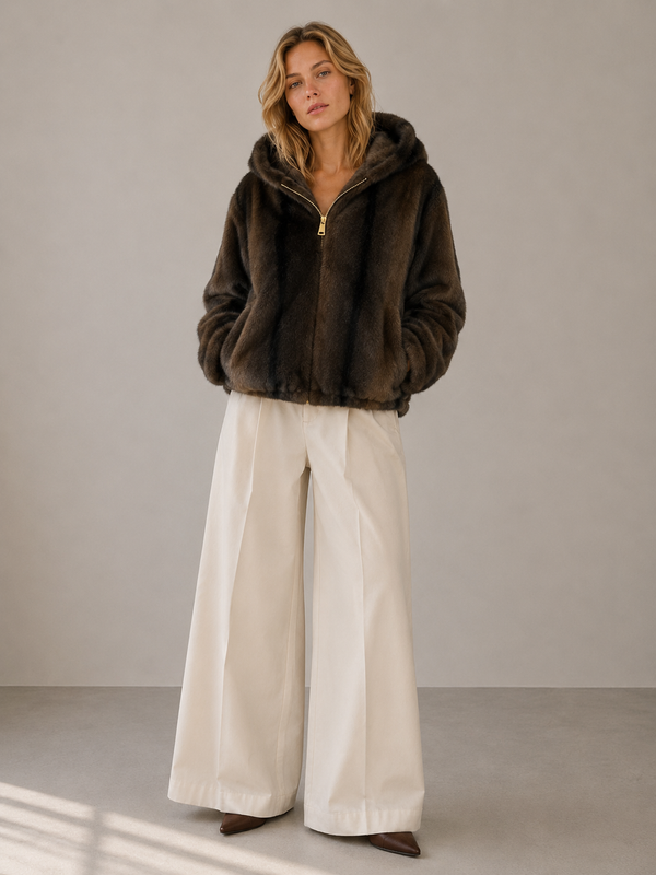 Oyster Bay Jacket — Hooded Faux Fur Zip Jacket