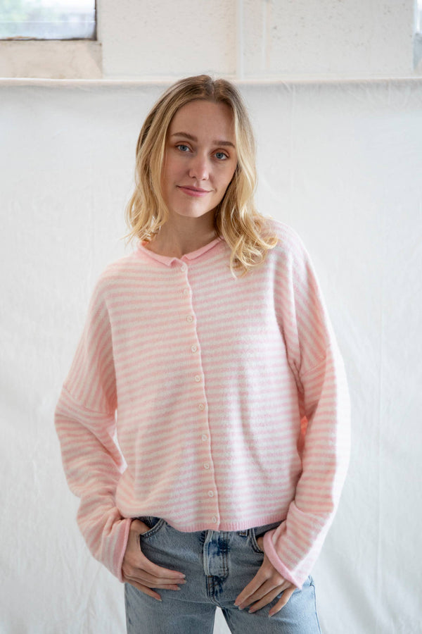 Piper Cardigan - Mini Striped-Blue Hand Home