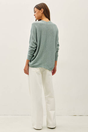 OPEN FRONT DOLMAN SLEEVE SLUB CARDIGAN-Blue Hand Home
